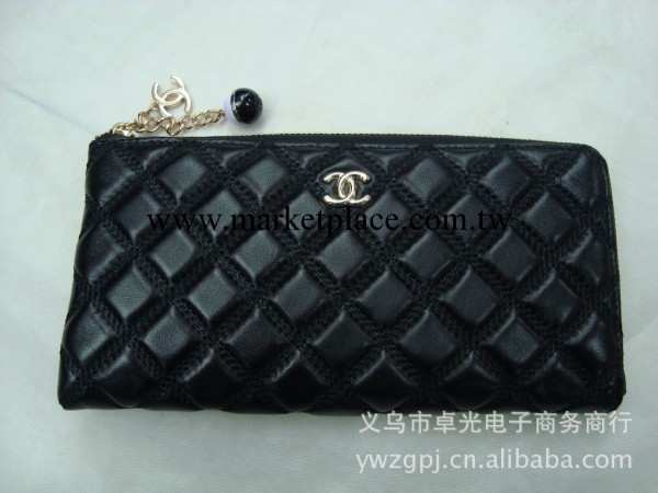 真皮 高檔 山羊皮批發女式手拿包 錢包 雙C 品牌工廠,批發,進口,代購