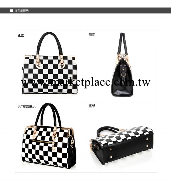 2013新款 個性潮女包韓版時尚百搭漆皮黑白格子手提單肩斜挎包包工廠,批發,進口,代購