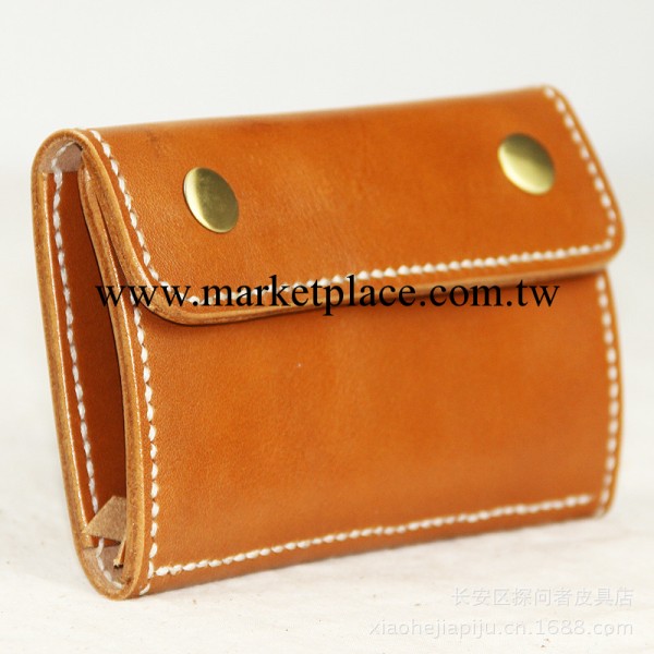 小河傢 純手工頭層牛皮錢包 卡包 粗線縫制小手包 Q002工廠,批發,進口,代購