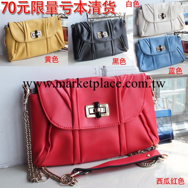 虧本清貨量少 納帕牛皮單肩斜挎兩用 金屬鏈肩帶真皮女包包 1006工廠,批發,進口,代購