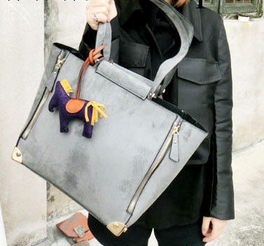 小馬絨毛箱型手提包單間包斜挎包歐美風簡約純色大包包潮工廠,批發,進口,代購