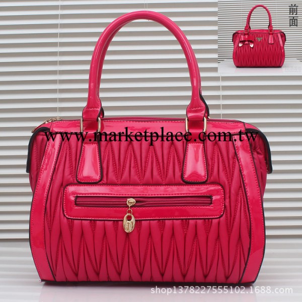 2013新款女包立體褶皺菱格刺繡漆皮蝴蝶結笑臉包手提包單肩斜挎包工廠,批發,進口,代購