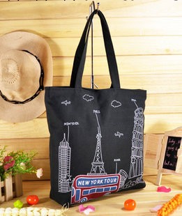 廠傢批發單肩包手提包巴黎鐵塔特價帆佈包 支持一件代發工廠,批發,進口,代購
