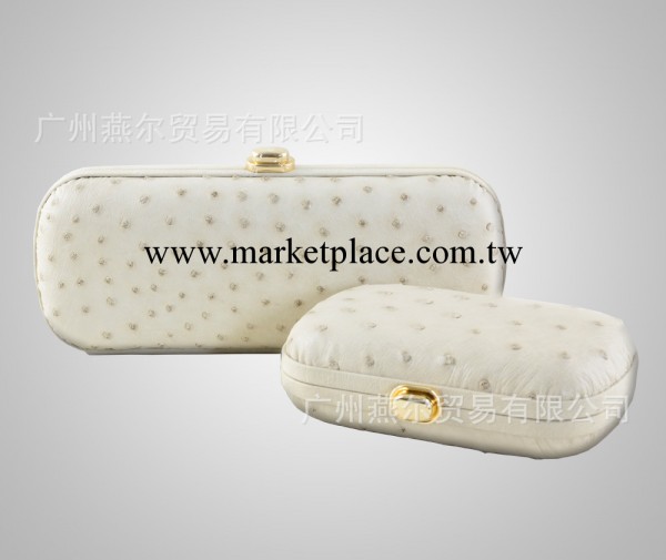 歐美風范鴕鳥皮晚宴包 經典復古白色系長款鴕鳥皮手拿包廠傢批發工廠,批發,進口,代購