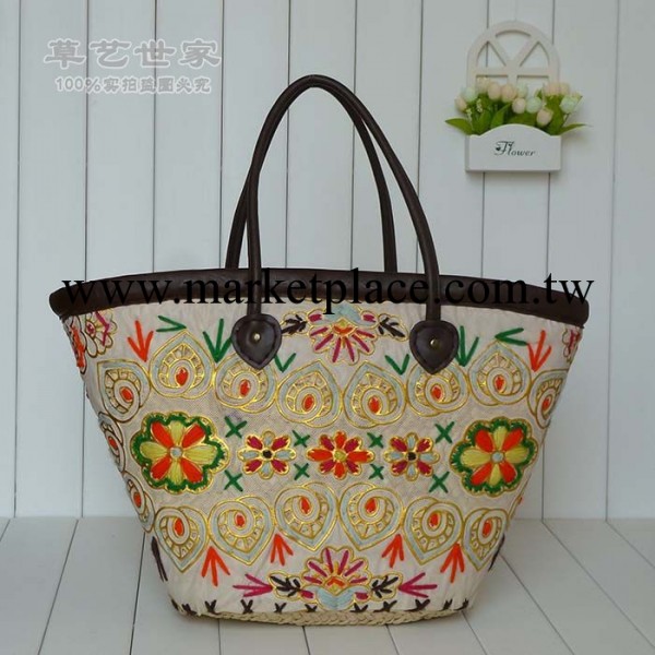 批發2013新款復古女士草編包沙灘包編織包單肩手提女包工廠,批發,進口,代購