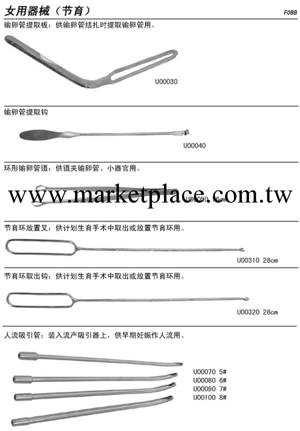 供應婦產節育手術器械--輸卵管提取板工廠,批發,進口,代購