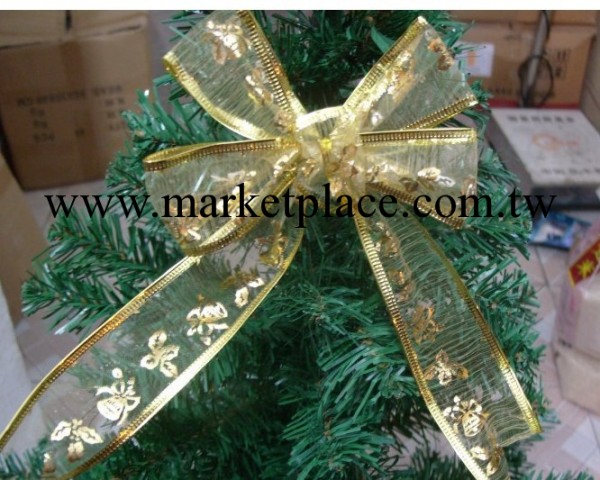 特制金邊絲帶蝴蝶結寬12厘米寬高20厘米 聖誕樹裝飾禮品6719#工廠,批發,進口,代購