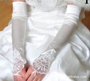 新娘婚紗禮服手套米白無指加長手套新娘飾品結婚手套工廠,批發,進口,代購