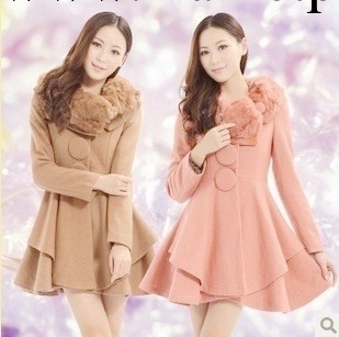 8346#2012秋冬款 日系女裝 毛領大鈕扣氣質風衣大衣90元工廠,批發,進口,代購