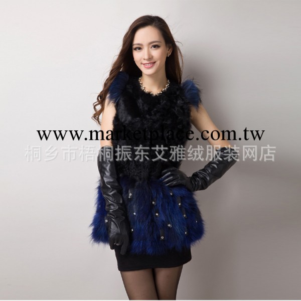 2013廠傢直銷中長款無袖水貂釘珠混批零售歐美女式皮草工廠,批發,進口,代購
