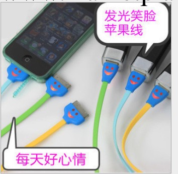 蘋果5笑臉線  蘋果數據線 iPhone5 IPAD4充電線卡通面條線批發・進口・工廠・代買・代購