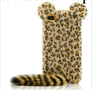 蘋果Iphone4 4s iphone5 5s 毛絨手機殼 豹紋尾巴手機殼 廠傢直銷工廠,批發,進口,代購