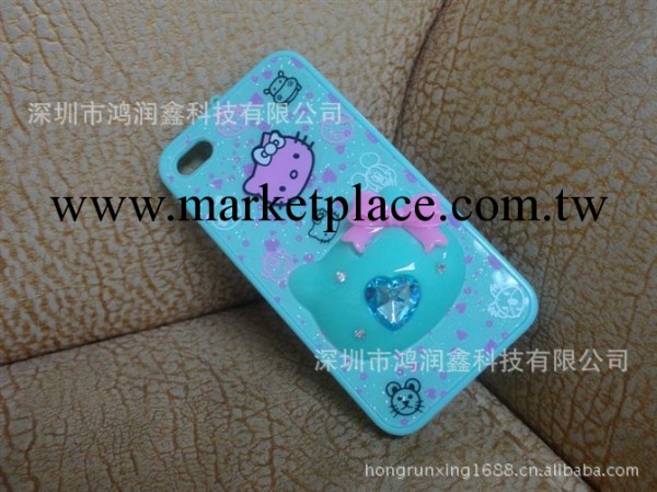 水晶米奇蘋果4s貼鉆手機殼 iphone4手機殼 蘋果手機套子工廠,批發,進口,代購