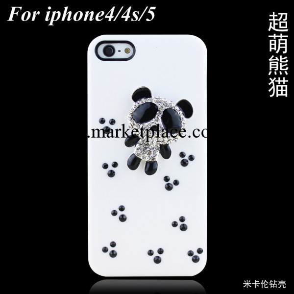 iphone4/4s手機保護套可愛熊貓手機套 新潮 蘋果5手機殼水鉆批發工廠,批發,進口,代購