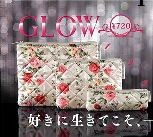 日本雜志GLOW 10月2011附Laura Ashley小物包.化妝包.筆袋3件組工廠,批發,進口,代購