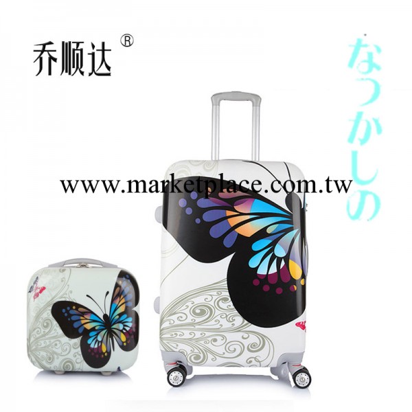 正品蝴蝶ABS+PC化妝箱拉鏈拉桿箱萬向輪旅行箱子行李箱女士工廠,批發,進口,代購