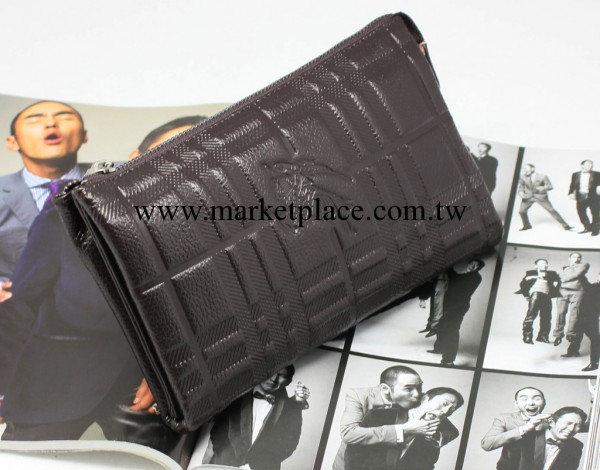 男士格紋花色真皮手包牛皮手拿包 中長款錢包卡包 錢夾兩色工廠,批發,進口,代購