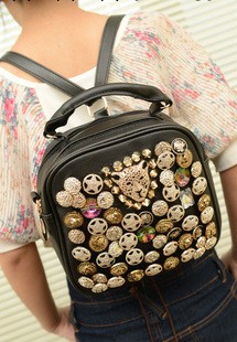 2013時尚鉚釘豹頭銅扣手提斜跨包鑲鉆包 雙肩包工廠,批發,進口,代購