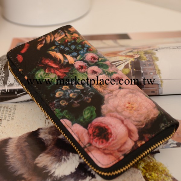 包包2013新款女包 夏季民族風情花朵油畫長款錢夾女士錢包手拿包工廠,批發,進口,代購