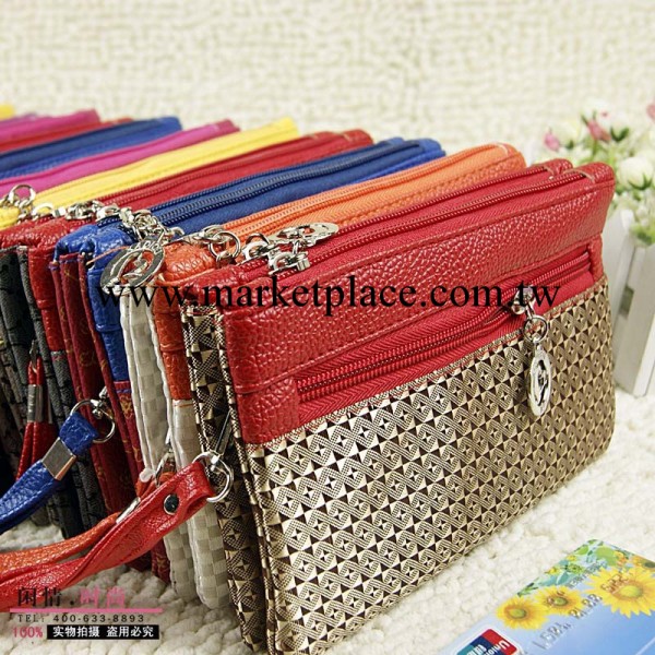 0410  拼皮提花手拿包 女士長款拉鏈包 秋季手包拼色多功能三拉工廠,批發,進口,代購