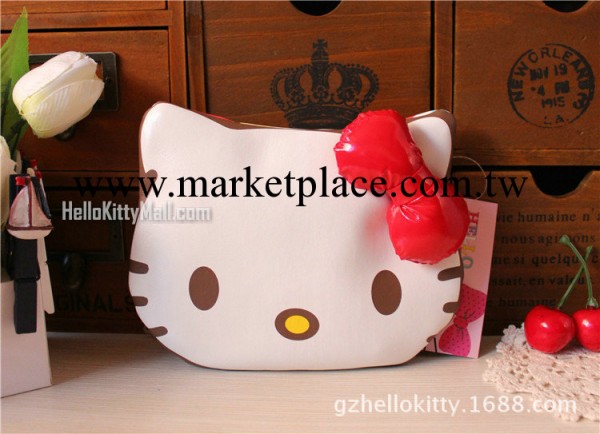 5251-Hello Kitty頭型七彩波點零錢包化妝包手拿包AA3208工廠,批發,進口,代購