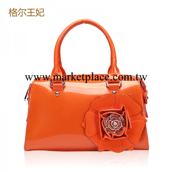 格爾王妃新款G-422#亮漆皮女包花朵包單肩手提斜跨包女包廠傢批發工廠,批發,進口,代購