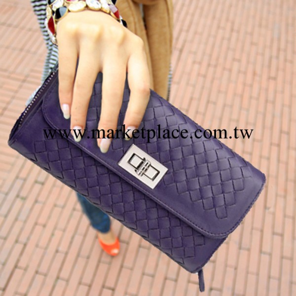 2013潮新韓版長款錢包歐美編織手包單肩包復古休閒女包多卡位錢包工廠,批發,進口,代購