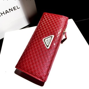 廠傢直銷麥洛新款漆皮三角標長款女士錢包女士手拿包工廠,批發,進口,代購