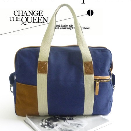 出口韓國包包撞色包包時尚休閒帆佈男包中性休閒包帆佈手提包工廠,批發,進口,代購
