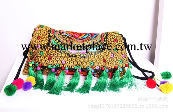 民族流蘇繡花斜挎包工廠,批發,進口,代購