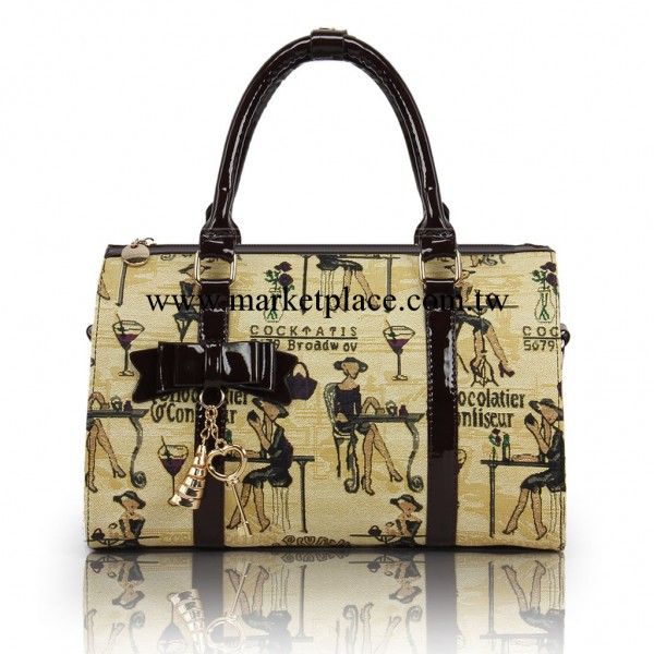 廠傢直銷 2012新款歐美印花撞色手提女包通勤包英倫格子女包工廠,批發,進口,代購