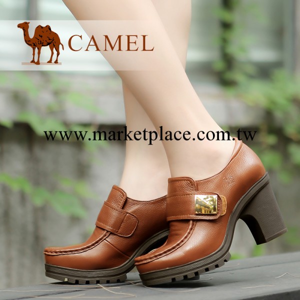 camel駱駝 2013秋季新品 真皮淺口粗跟超高跟女單鞋81196606工廠,批發,進口,代購