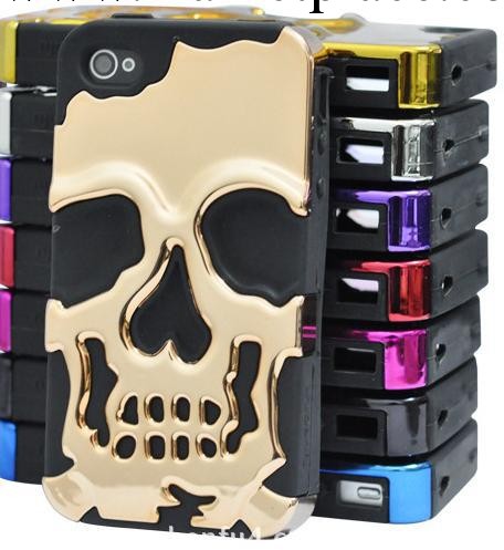 iphone4S骷髏頭外殼 蘋果5 雙層電鍍 矽膠手機殼 iphone5 保護殼工廠,批發,進口,代購