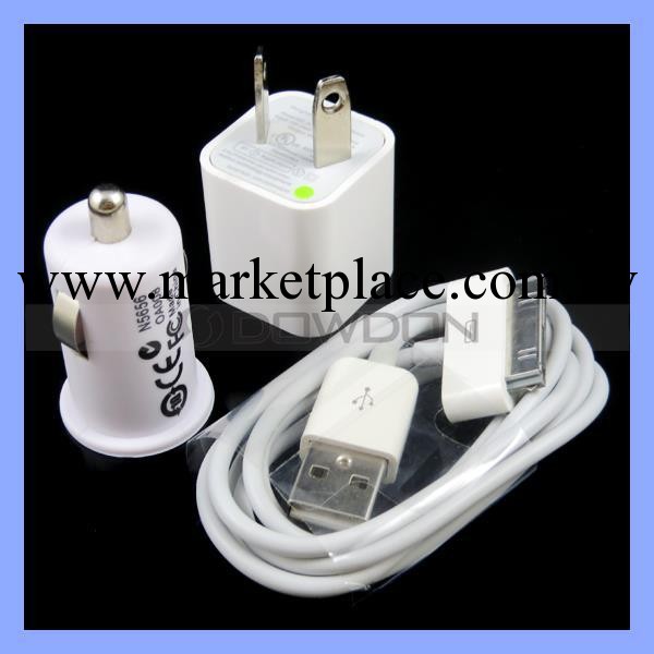 蘋果iphone4充電器三合一套裝 充電數據兩用三件套 澳規綠點工廠,批發,進口,代購