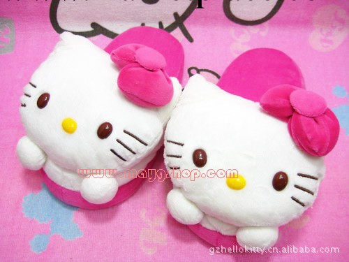 3697-外貿Hello Kitty立體大貓頭毛拖鞋 居傢鞋 毛毛鞋工廠,批發,進口,代購