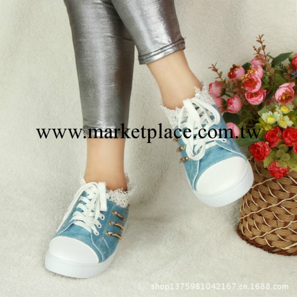 2013年秋季新推暢銷女式蕾絲邊金屬裝飾單鞋帆佈鞋批發・進口・工廠・代買・代購
