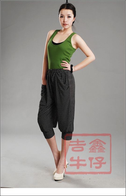 吉鑫褲業 女褲批發 女式燈籠褲 黑白點七分褲 時尚百搭款814-88工廠,批發,進口,代購