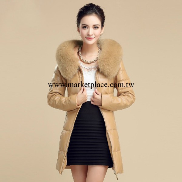 2013新款品牌女裝批發冬裝加厚超大毛領中長款PU皮正品女式羽絨衣工廠,批發,進口,代購