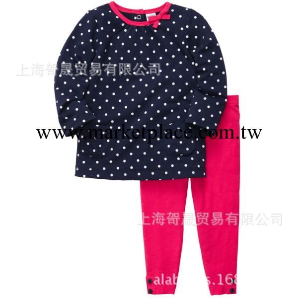 2013新款外貿童套裝 藏藍波點 女童卡特 嬰童套裝 兒童兩件套工廠,批發,進口,代購