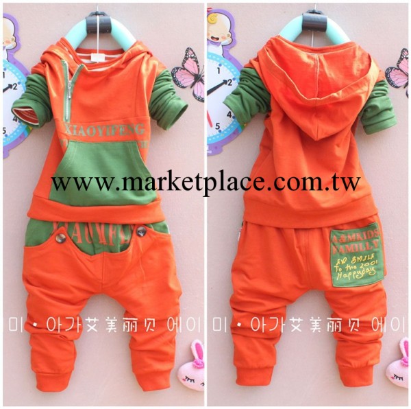 2013秋裝上新 品牌童裝全棉男女童套裝大口袋拉鏈字母套裝 xyf工廠,批發,進口,代購