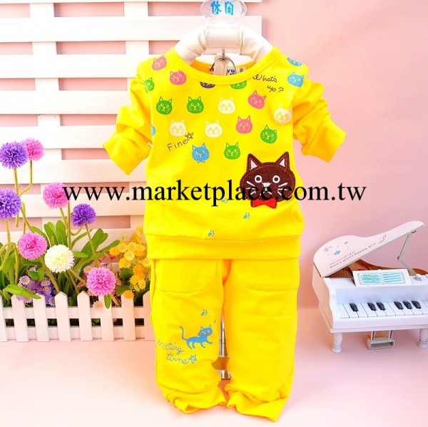 童裝嬰幼兒春秋款男女童套裝小貓套裝糖果色休閒套裝寶寶服K188工廠,批發,進口,代購