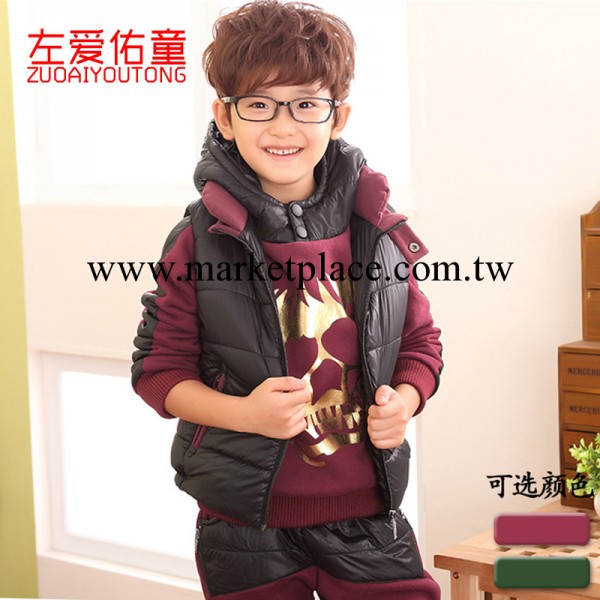 秋冬套裝 2013秋冬新品中大男童骷顱頭印花3件套套裝工廠,批發,進口,代購