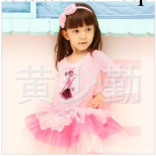供應韓版長袖粉色和玫紅色兒童芭蕾舞裙/女童演出服童裝連身裙批發・進口・工廠・代買・代購
