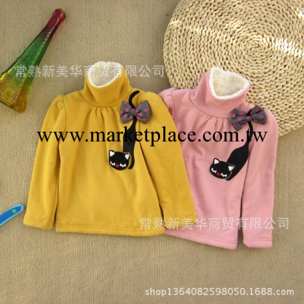 韓寶貝品牌童裝 女童秋冬小貓款加絨打底衫工廠,批發,進口,代購