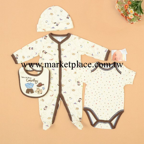 外貿童裝原單 品牌嬰兒服四件套批發 寶寶連身衣爬服 嬰幼兒服裝工廠,批發,進口,代購