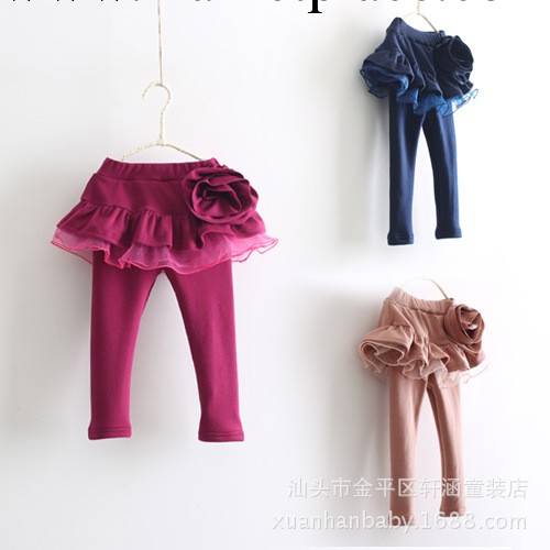 品牌童裝2013秋冬新款日單蕾絲花朵蓬蓬打底裙褲 女童加絨內搭褲工廠,批發,進口,代購