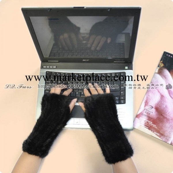 獵奇進口水貂編織彈力女士皮草手套半指短款開車上網必備20cm工廠,批發,進口,代購