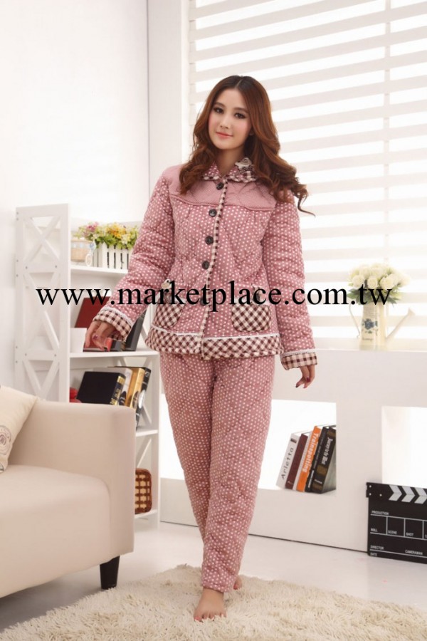 批發冬季新款中老年女士三層加厚超柔珊瑚絨夾棉睡衣傢居服套裝工廠,批發,進口,代購