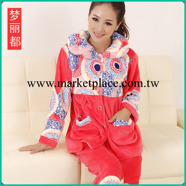 2013冬款女式睡衣套裝 水貂絨民族風艷麗粉色高檔保暖傢居服套裝工廠,批發,進口,代購