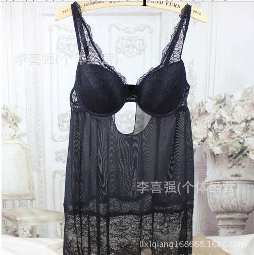 新品 法單熱賣 女士性感睡裙女誘惑 縷空蕾絲帶胸墊睡裙 外貿睡裙工廠,批發,進口,代購